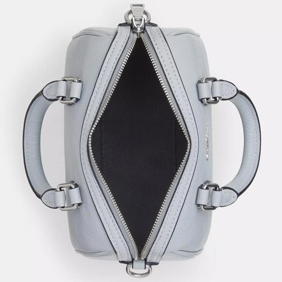 Coach Mini Rowan Crossbody Bag With Charms Pebbled Leather/Silver/Ice Blue NEW - Picture 4 of 8